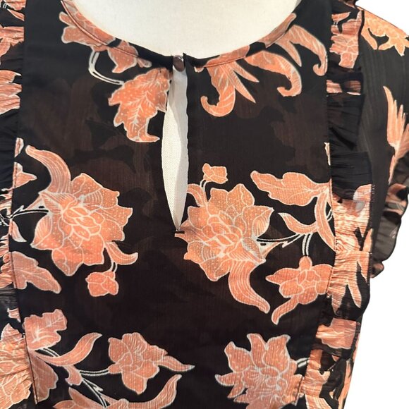 SCOTCH & SODA Black Pink Bird Floral Sheer Top Size XS - Picture 4 of 8